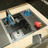 Hidden Sink Cup Washer Stainless Steel Kitchen Sink Small Bar Single Slot Touring Car Wash Basin With Cover Plate Apartment 1