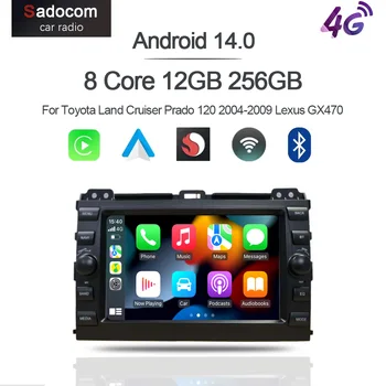Reproductor Android para Auto de 7' con Carplay, Android 14.0, 8G+128G, GPS, Wifi, Multimedia para Toyota Land Cruiser Prado 120 2004-2009 Lexus GX470 1