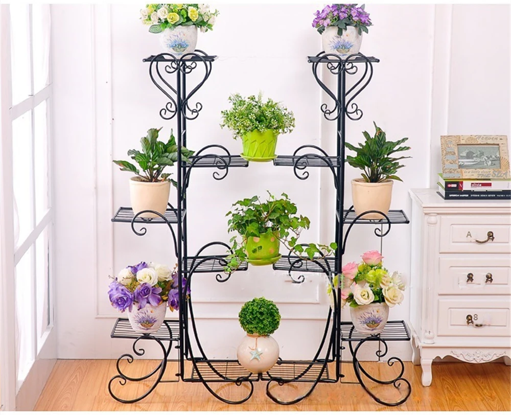 Plant Stand Flower Pot Shelves Metal Wrought Iron Display Flowers Shelf for Living Room Balcony Garden Terrace Storage Organizer