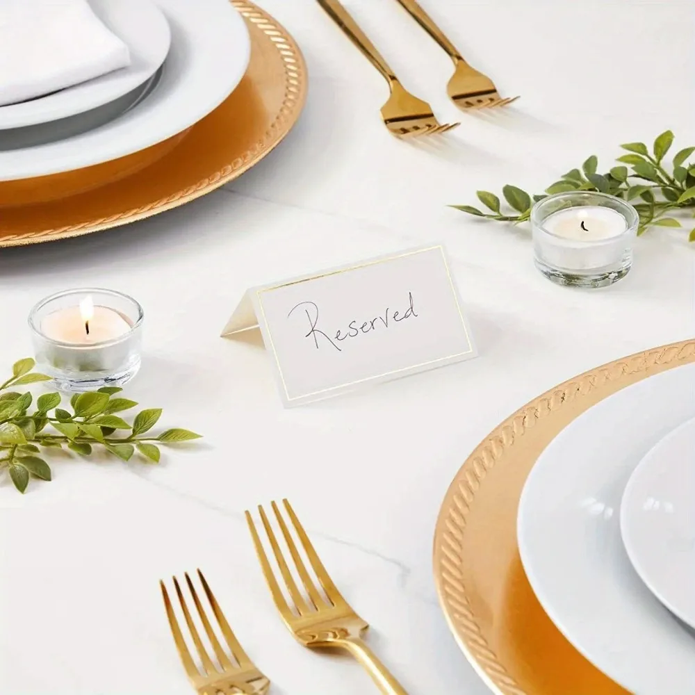 10/20/50/100pcs Gold Name Place Cards Double Sided Wedding Seating Number Card Table Decoration Birthday Party Greeting Card,place cards