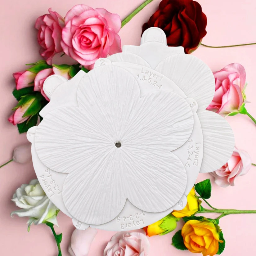 Fiore di rosa Foglia Petalo Veiner & Cutter Stampo in silicone Stampo per fondente Cuocere caramelle Argilla Cioccolato Gumpaste, Forme Sugarcraft CS262  15