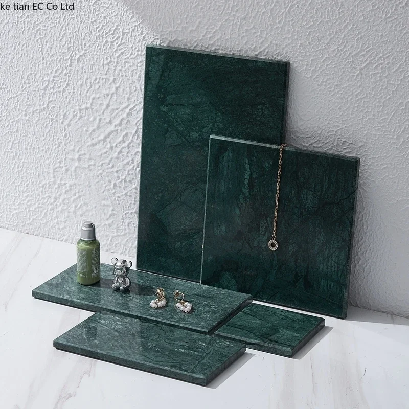 Natural Green Marble Jewelry Display Rack, Display Tray, Shop Counter, Shooting Props, Jewelry Storage Trays, Decorative Tray 5
