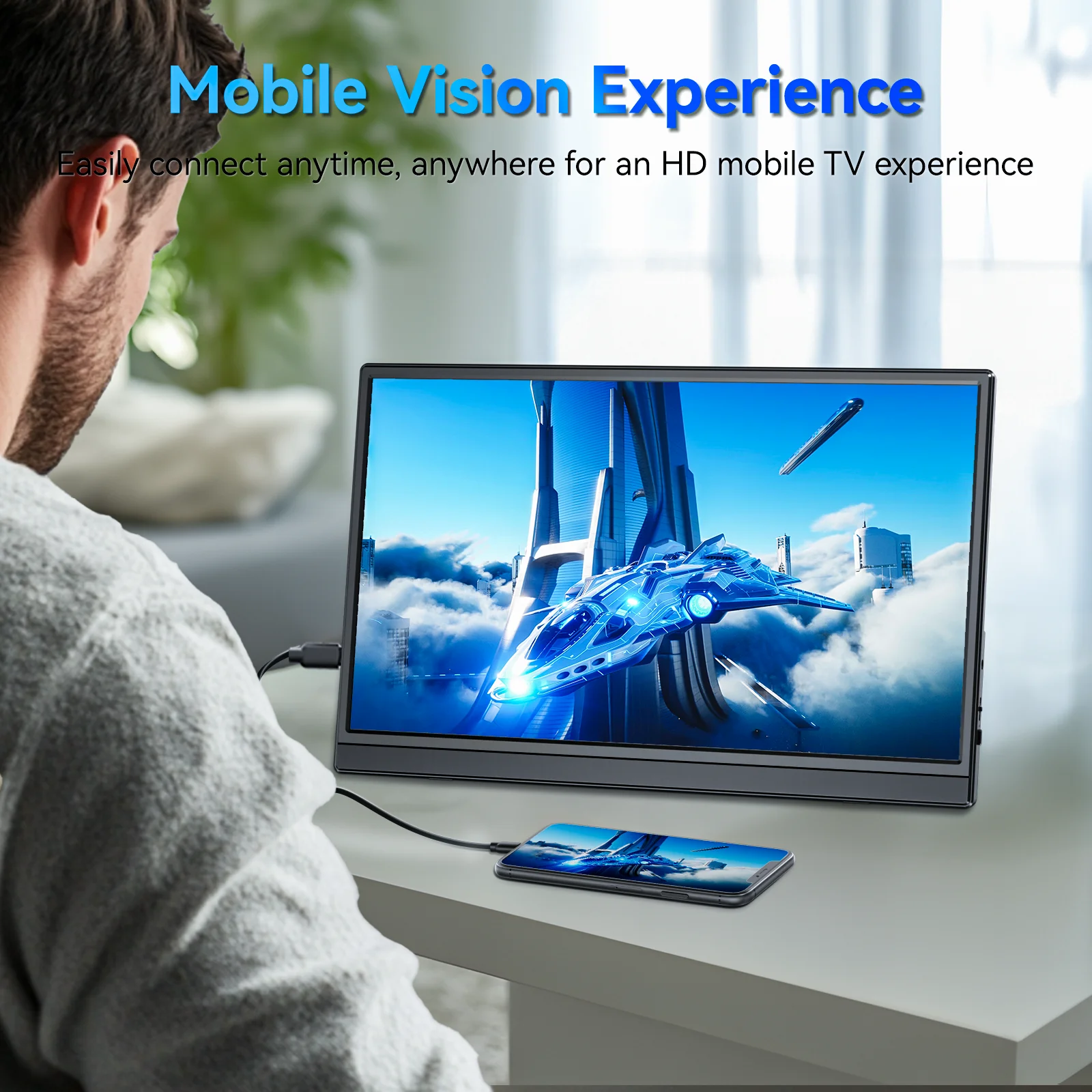 VEOUT 15.6-Inch Portable Monitor for Laptop 1080P HDR 16:9 Low Blue Light For XBox PS4 / 5 Switch Cell Phone PC Laptop Extension