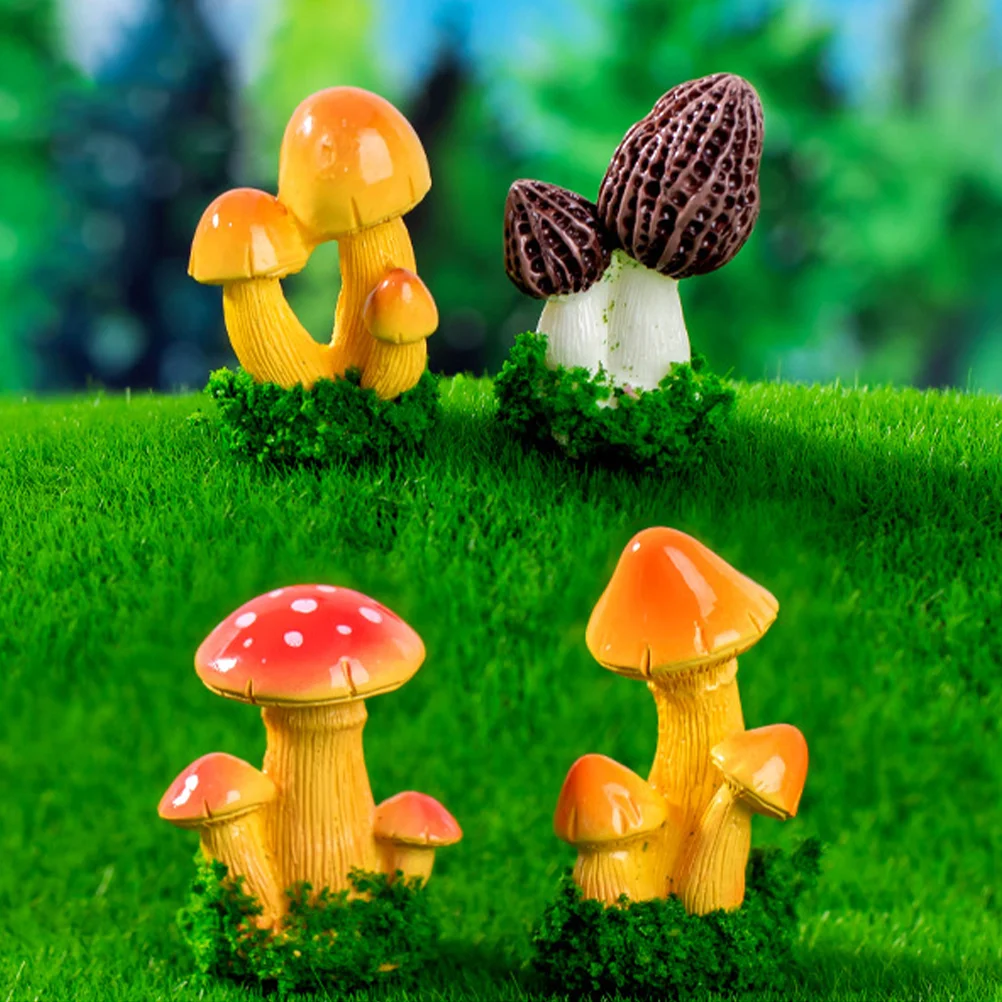 

8pcs Mini Mushroom Figurines Resin Mushroom Miniature Garden Ornaments for Landscape Plant Pots