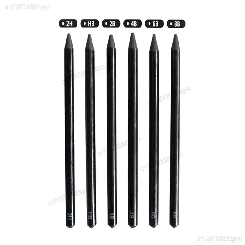 6Pcs/Set Professional Woodless Graphite Charcoal Pencils HB / 2H