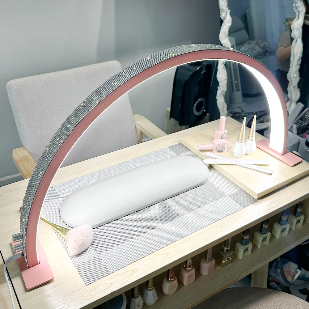 Eyelash LED Floor Light, Half Moon Lamp For Lash Extension Lighting For Beauty, Skincare, Eyebrows, Filming Content Creation With Phone Holder ( Black) - Foldable Half Moon Light, Lash Light For Eyelash Tech - View #5