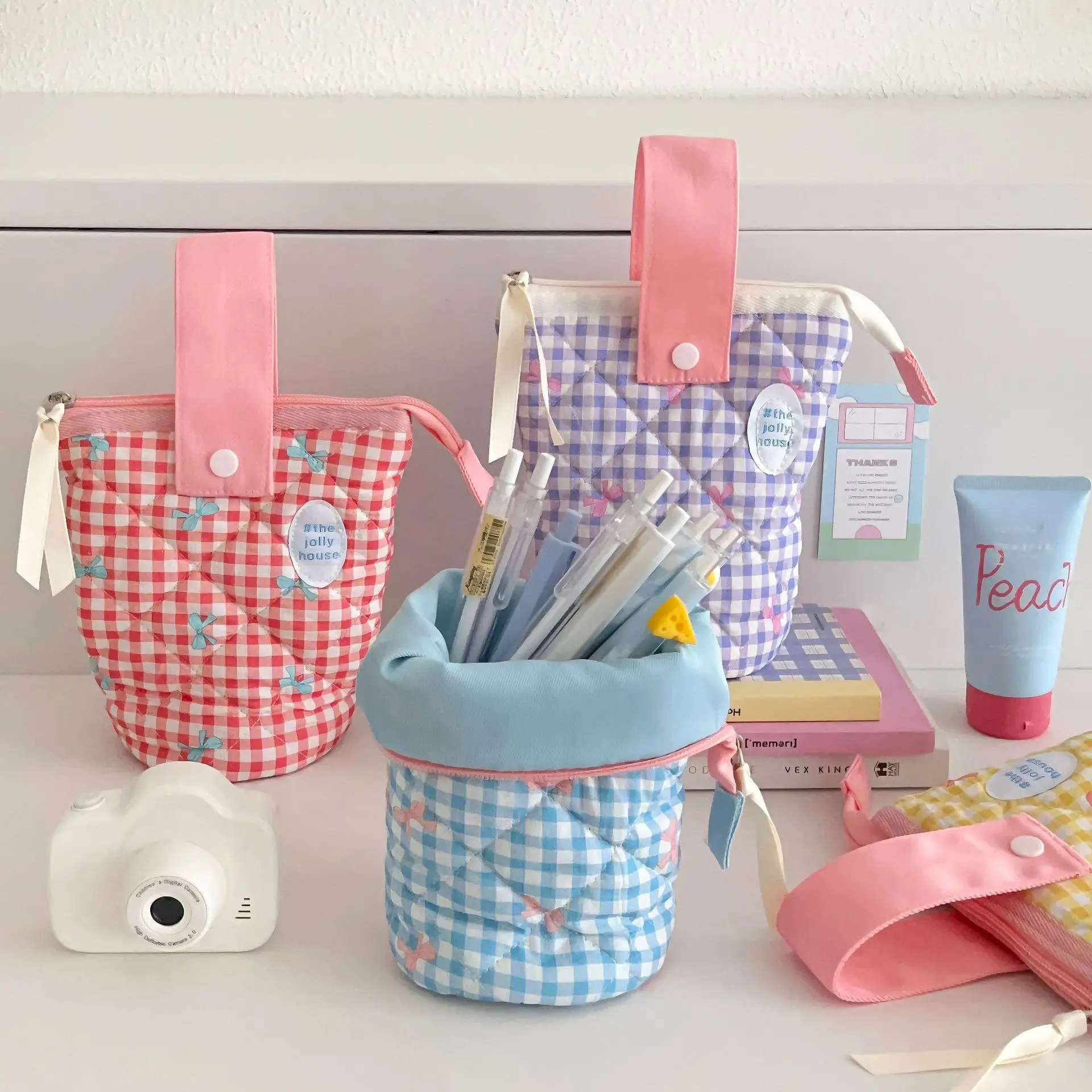 MINKYS Kawaii Big Capacity Girls Pencil Case Pen Storage Bag Cute Pencilcase Pencil Punch Back To School Kids Gift Stationery