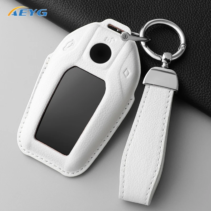 Premium Leather Car Key Case Full Cover with Key Chain