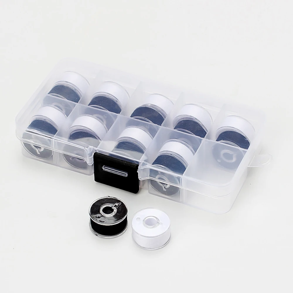 Chainho,Plastic Sewing Machine Bobbins Spools,With Chromatic Thread,DIY Sewing Tools Accessory,2 Color Available,1Pack,25SX12