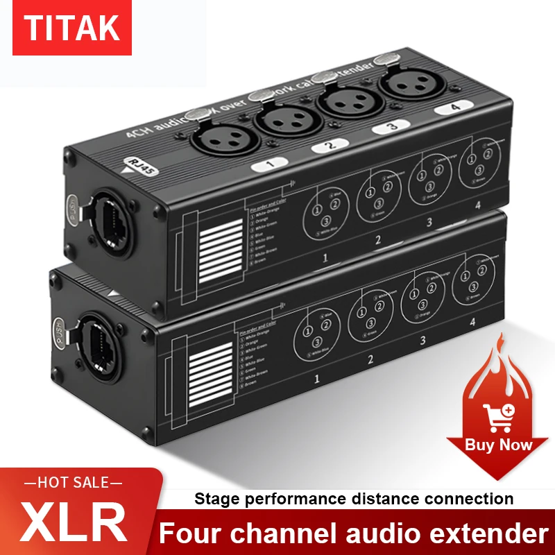 Shielded RJ45 CAT5 to 4-Channel XLR Male/Female Multi-Network Cable
