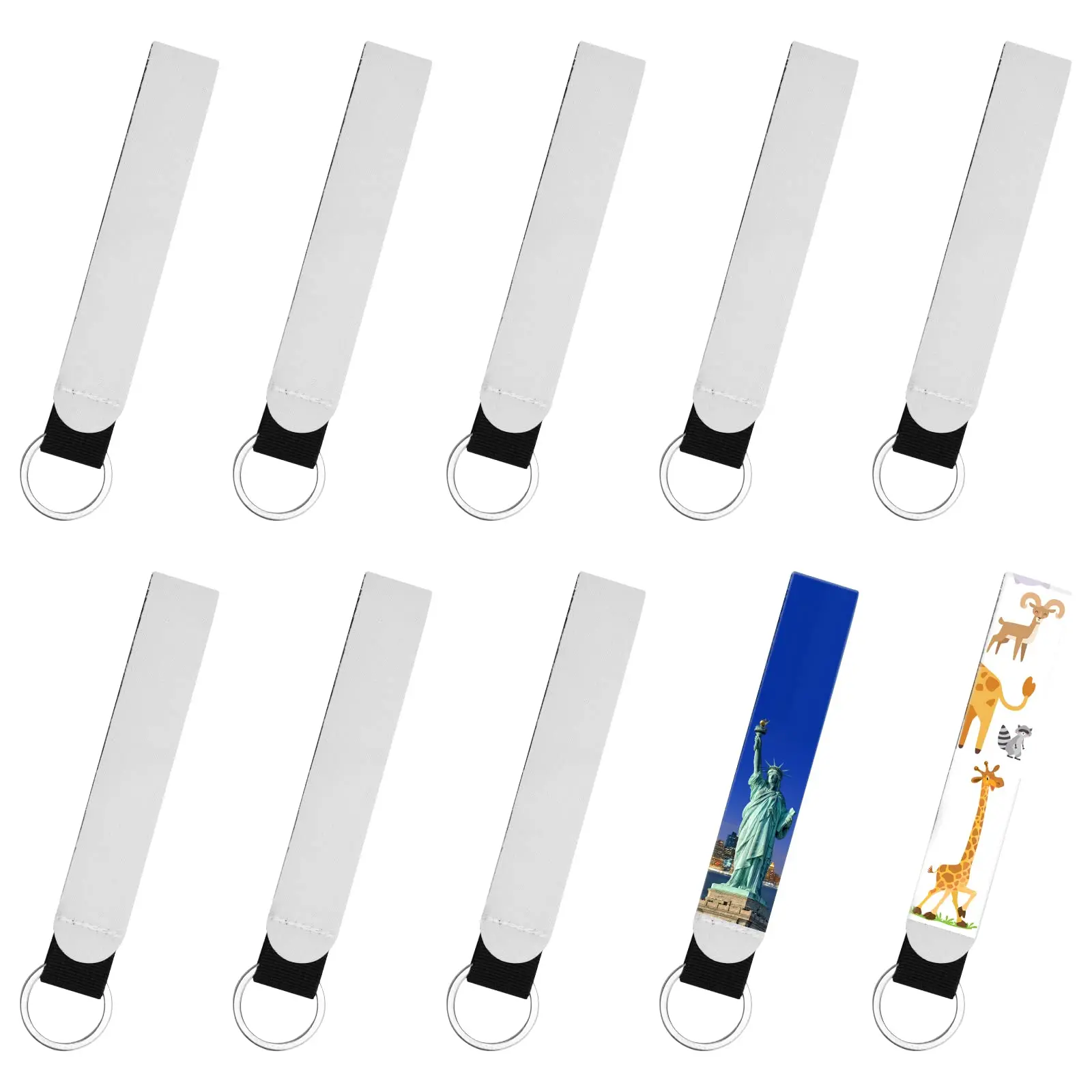 

10Pcs Neoprene Sublimation Wristlet Keychain Women's Strap Key Chain Lanyard Wristlet Keys Lanyard for Chapstick Keychain Holder
