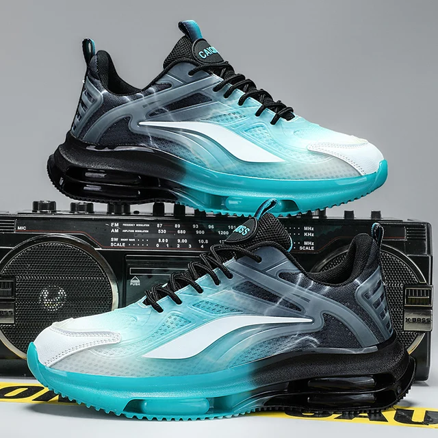Men's Breathable Sports Shoes - Mesh Breathable Plaid Cushioning Running Shoes for Basketball, Tennis and Casual Use