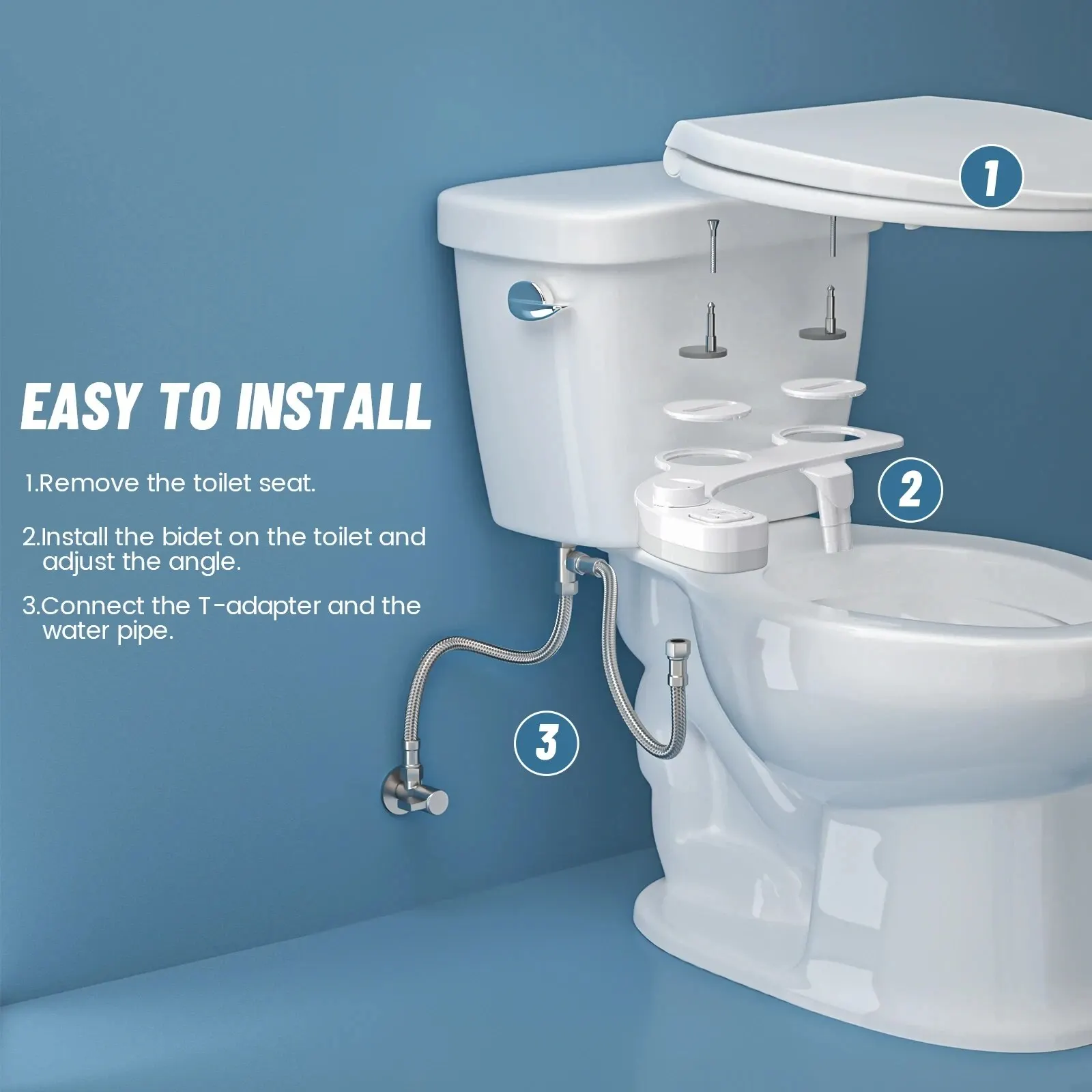 SAMODRA Non-Electric Bidet - Self Cleaning Dual Nozzle (Frontal and Rear Wash) Water Bidet Toilet Seat Attachment 4
