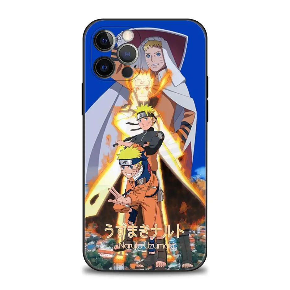 Anime Manga Uzumaki Naruto Phone Case for iPhone 11 12 13 Pro Max 7 8 SE XR XS Max 5 5s 6 6s Plus Black Soft TPU Silicone Sasuke iphone 13 pro phone case