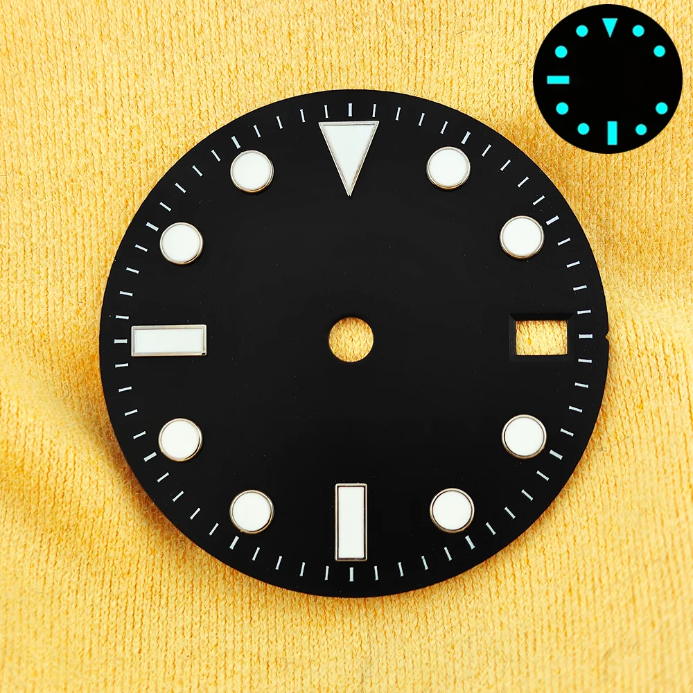 Enhanced Blue Luminous Watch Dial with Calendar - 28.5mm for Face Modification Parts