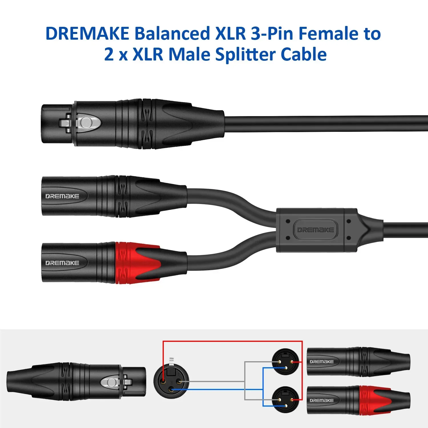 DREMAKE 뷱 XLR-XLR Y-ø ̺, XLR - XLR   ũ , Y-̺ 2 XLR-1 XLR ÷