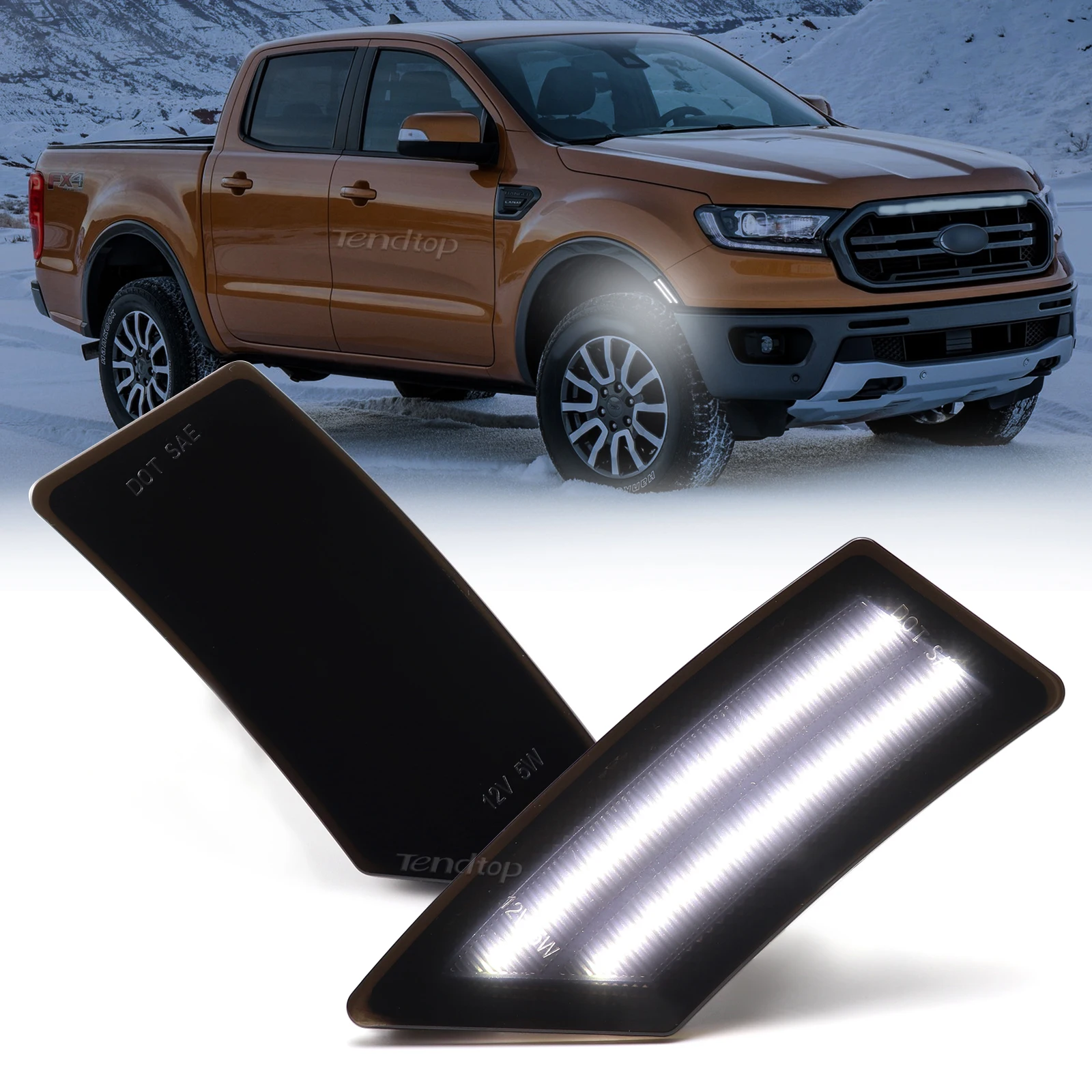 

Мигающий бездинамический фонарь, боковой маркер для Ford Ranger letui XL XLT 2019 2020 2021, зеркальный индикатор переднего бампера, лампа поворота