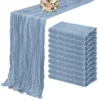 10PCS Set Semi-Sheer Gauze Wedding Table Runner Grey Blue Cheesecloth Table Dining Party Christmas Banquets Arches Cake Decor 1