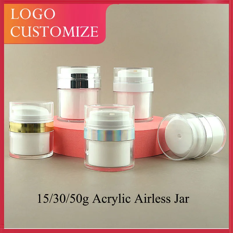 กระปุกครีมอะคริลิกใหม่5/10/20/50ชิ้นขวดปั๊มสุญญากาศ15/30/50กรัม2312131JX ใส่ครีมโลชั่นเดินทาง 1