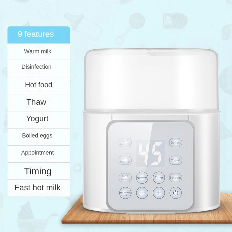 

1 Piece Baby Bottle Warmer 9-In-1 Multifuntion Breast Milk Warmer With Timer EU Plug