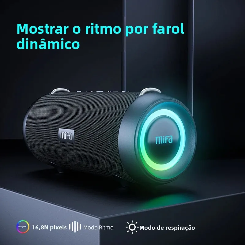 Caixa de Som Bluetooth Sem Fio MIFA 60W, Amplificador Classe D, Super Bass, Caixa de Som Portátil Resistente para Camping, Festa, Viagem e Uso Interno