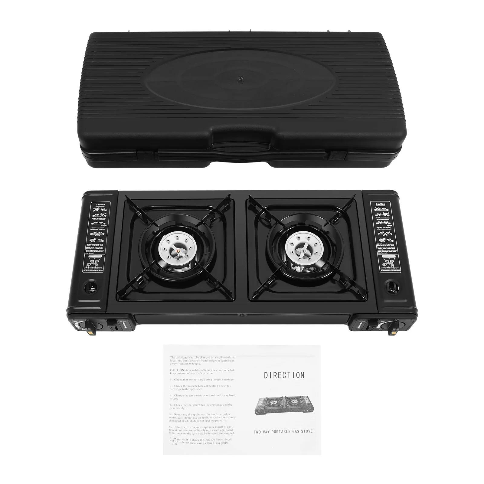 2-Burner Portable Camping Stove Auto Ignition Butane Gas Cooker with Carrying Case for Outdoor RV Apartment Use 6 2-Burner Portable Camping Stove Auto Ignition Butane Gas Cooker with Carrying Case for Outdoor RV Apartment Use 6