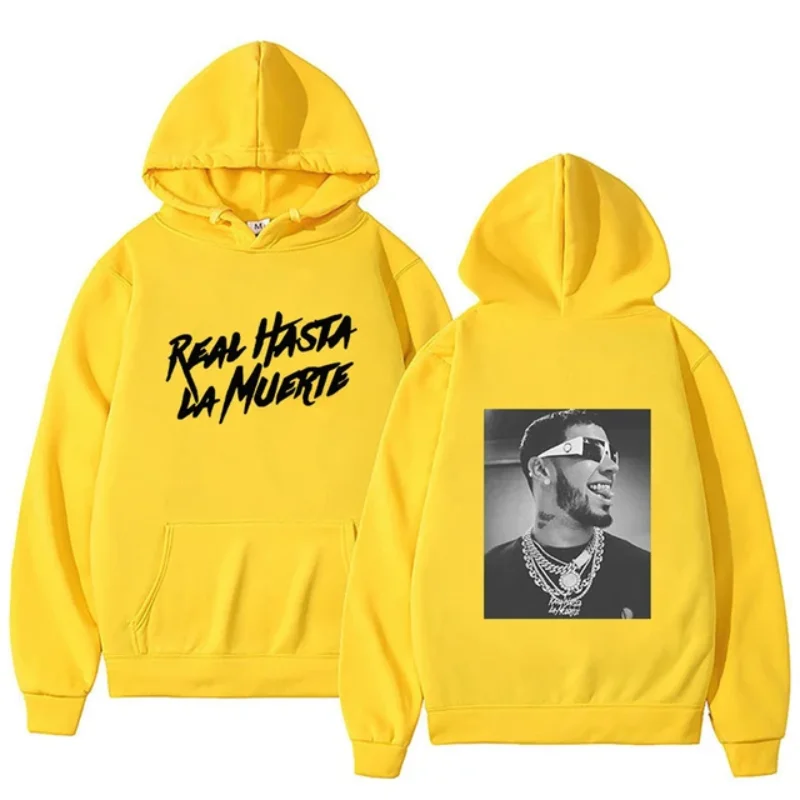 Spring and Autumn Rapper Hoodie Anuel AA Real Hasta La Muerte Printed Sweatshirt Streetwear Loose Pullover Casual Hoodie2 4