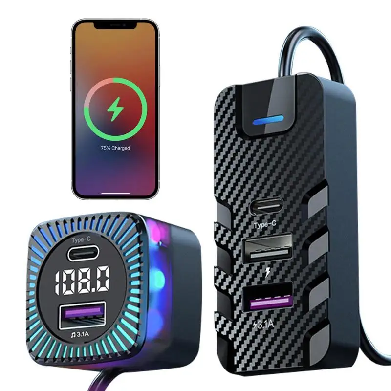 

Многопортовое автомобильное зарядное устройство 15 Вт, многопортовое быстрое зарядное устройство USB, стабильная автомобильная USB-розетка, автомобильный mp3-плеер, FM-передатчик