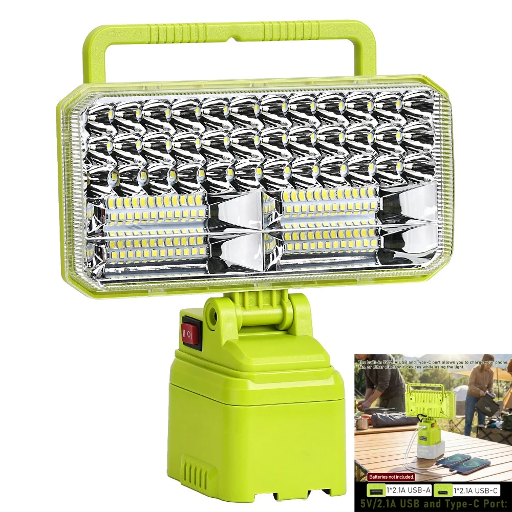 40W LED Work Light for Ryobi 18V One+ Battery 4200LM Flashlight 2 Modes 84 LEDs Portable，USB Port (Battery Not Included)