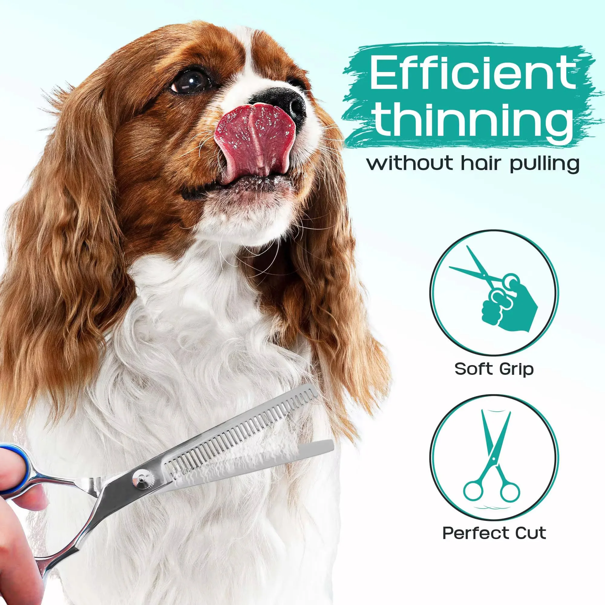 5 in 1 Professional Dogs Grooming Scissors Set Stainless Steel Dog and Cat Hair Thinning Shears