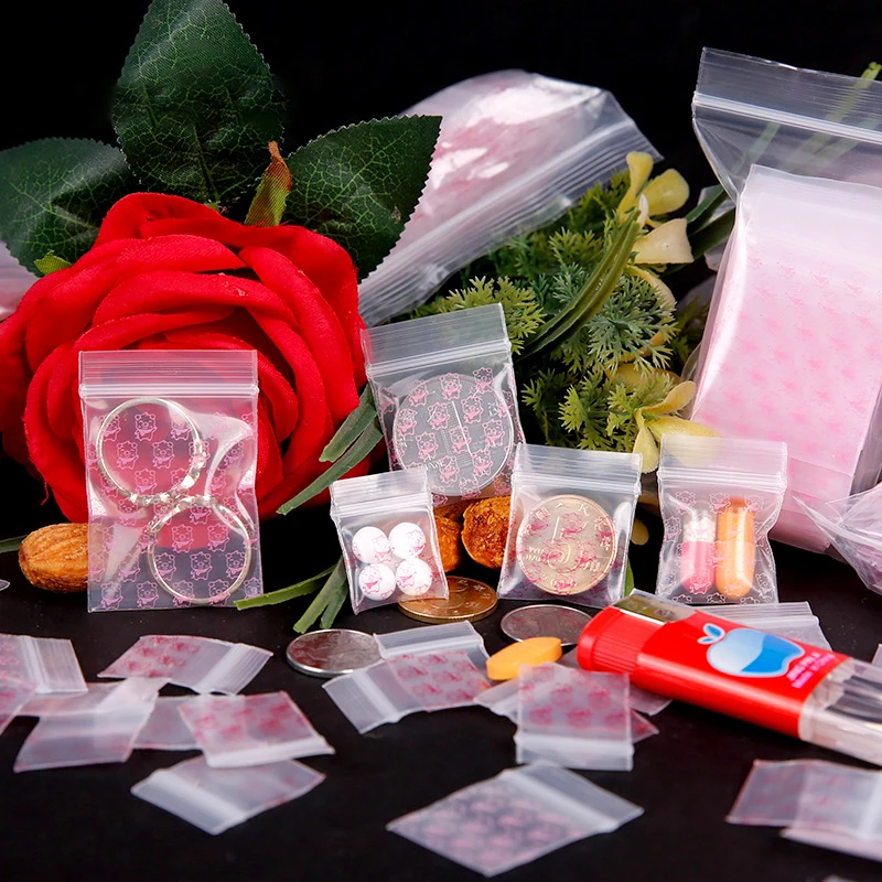 500PCS Mini Clear PE Zip Lock Bags Small Items Storage Bag Plastic  Packaging Earring Ring Pills Pendant Plastic Bags Trial Pouch