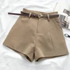 ITOOLIN Casual Women's Shorts A-line High Waist Short Chic Office Lady Shorts With Belted Vintage Female Trousers Spring Summer - KHAKI5