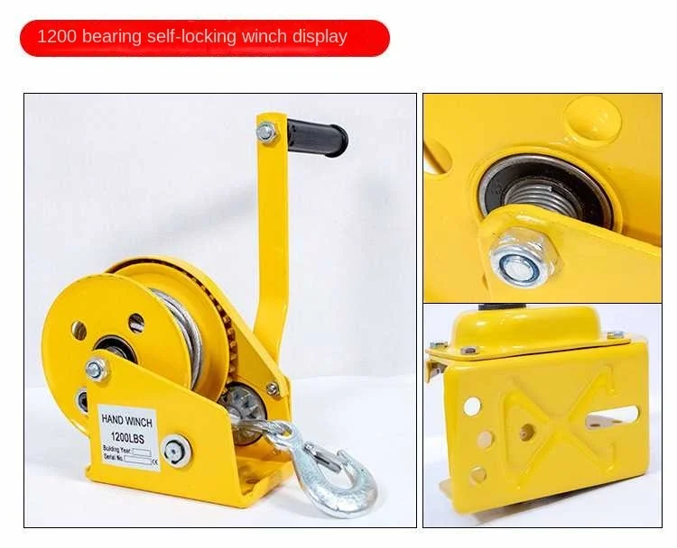 S5a956b7e15df4b0db7ac9623ef28ea8aM 2600Pounds, 40m, 3m/min Wirerope Hand Operated Winch Alloy Steel Manual Traction Hoist Winch Crane Bidirectional Self-locking Jack Mallzona