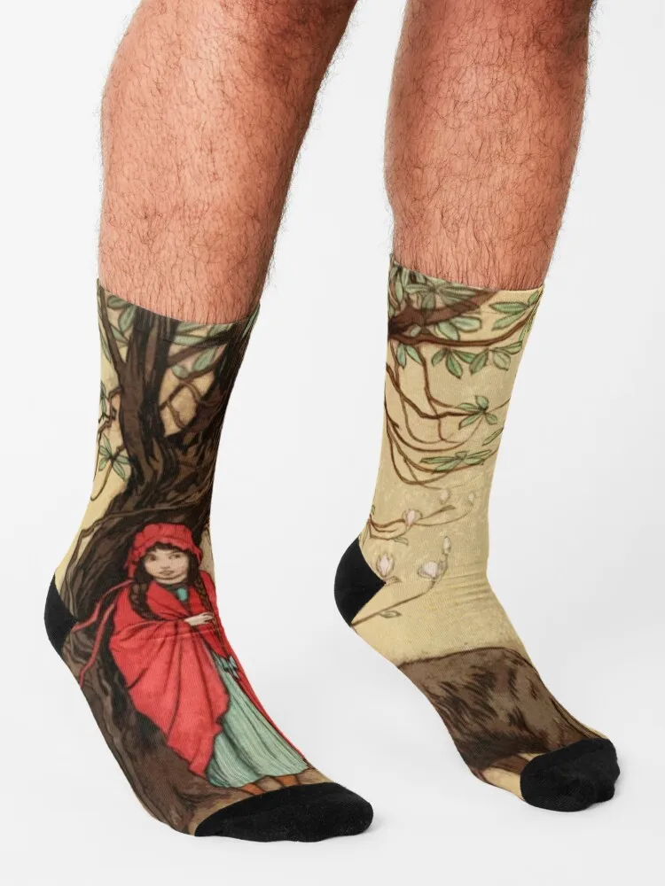 Little Red Riding Hood Socks black socks cool socks funny gifts Woman Socks Men's