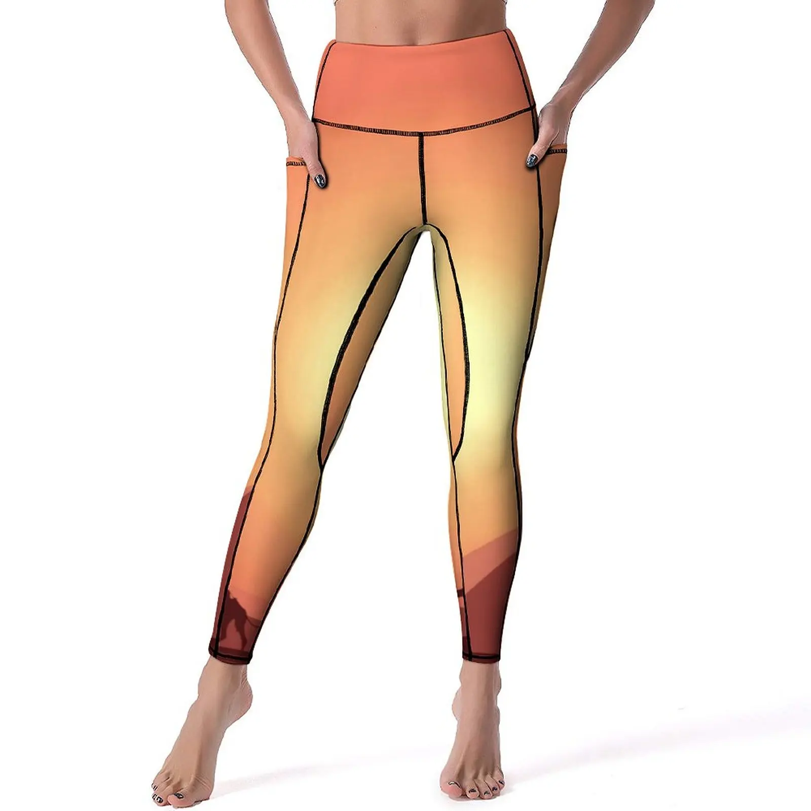 

Desert Sun Leggings Sunset Camel Print Gym Yoga Pants Push Up Vintage Leggins Stretchy Design Sport Legging Gift Idea