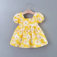Baby Girls Casual Floral Graphic Print Puff Sleeve Bowknot Back Dress Clothes For Summer 5