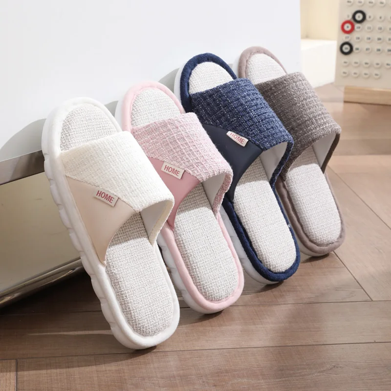 Linen slippers for men, summer outdoor wear, indoor home use, soft soled home use, cotton and linen slippers for women 6