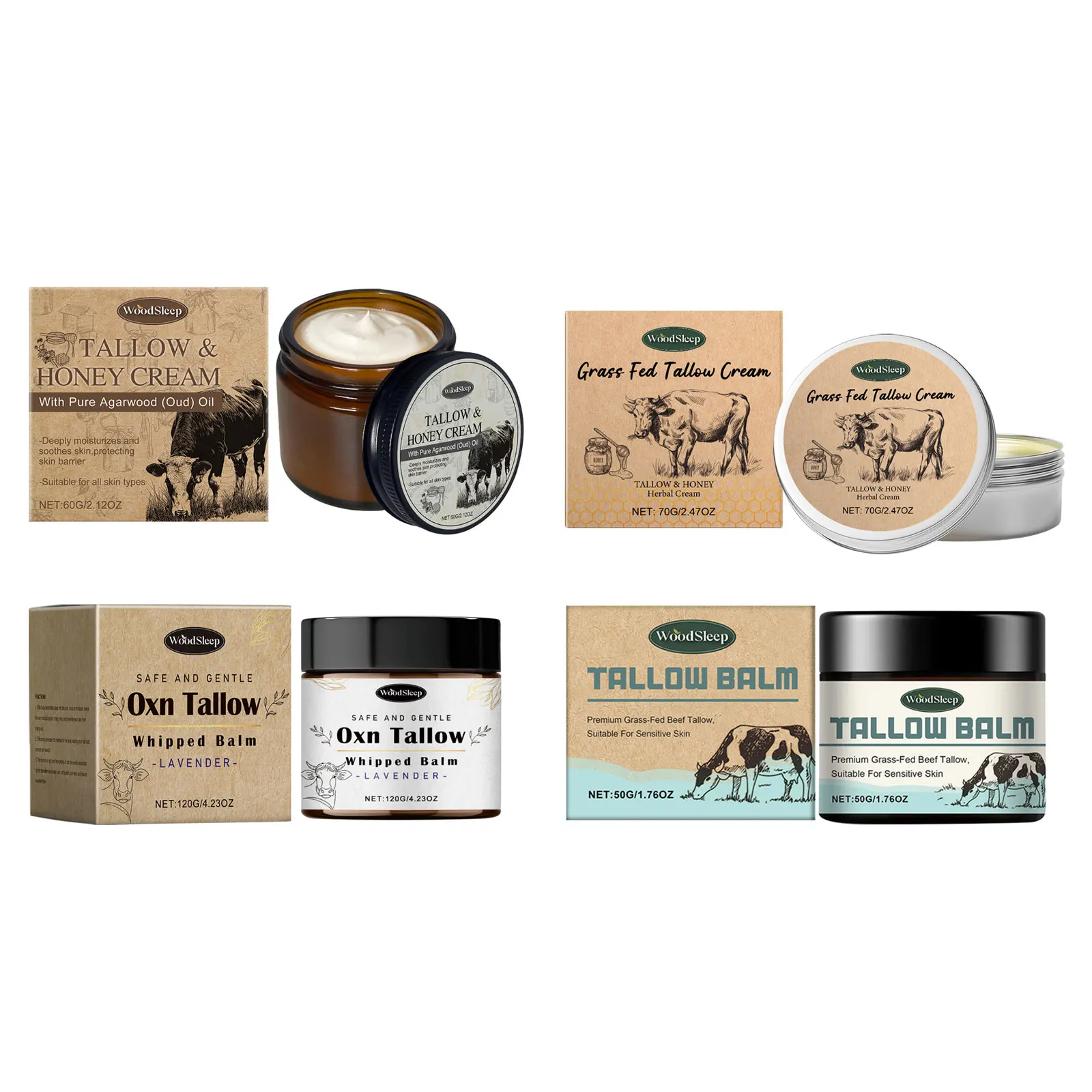 Beef Tallow Cream for Dry Damaged Skin Nourishing Body Balm Reduce Redness Anti Puffiness Firming Lifting Moisturizing Face Care 2