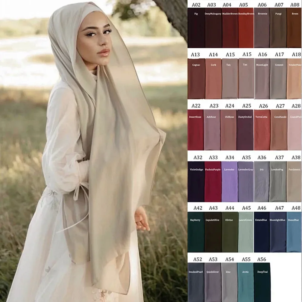 Muslim Chiffon Hijab Solid Color HIjabs Head Wraps Hijabs Scarves Ladies Foulard Femme Veil  Scurf for Women 70*180cm