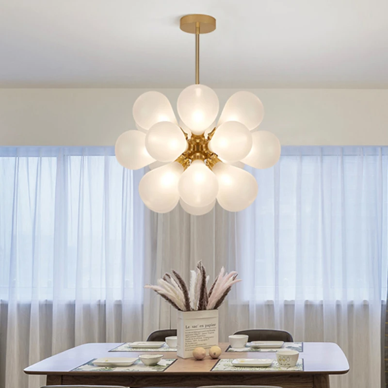 

Modern18 Heads Chandelier Stained Glass Bulbble Ceiling Suspension for Living Room Bedroom Study Indoor Decor Net Red Lighting