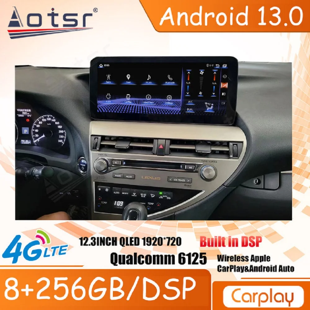 

12.3Inch Android13 Screen For Lexus RX RX270 RX350 RX450 2009-2014 Car Radio With Bluetooth Carplay Central Multimedia Player