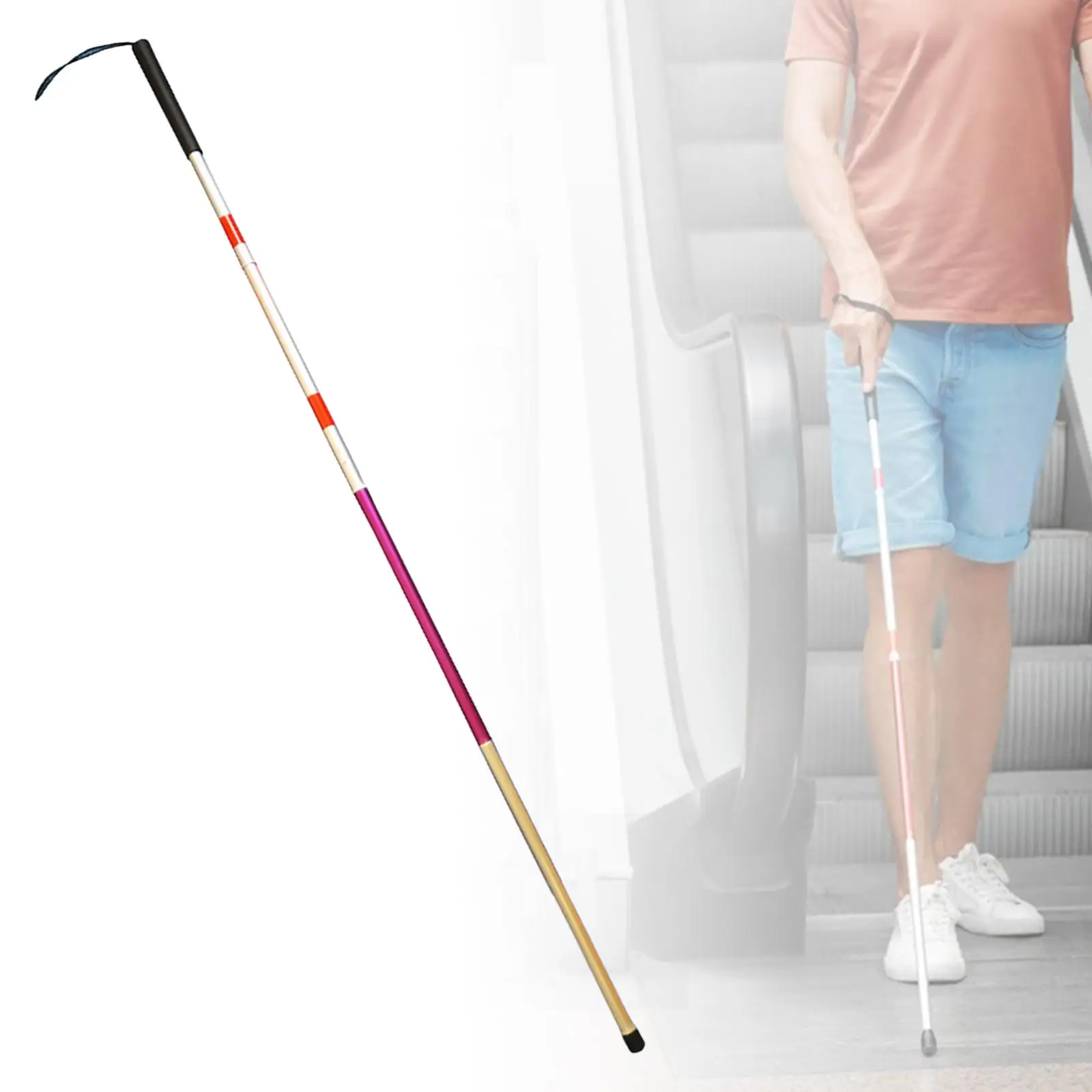 Folding Cane Lightweight Walking Cane Collapsible Non Slip Hand Walking Stick Comfortable Adjustable Blind Blind People