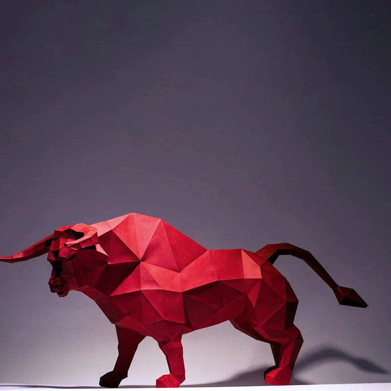 3D Paper Model Paper Jigsaw Puzzle 80CM Long Good Luck Bull Cow Home Decor 3D Paper Model Hand Made DIY Papercraft Origami Art Toys