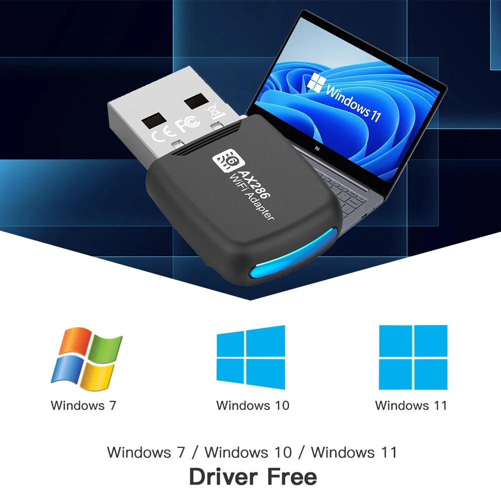 PC 및 노트북용 미니 무선 리시버, WIFI6 USB 어댑터 동글, AX286 USB 2.0 네트워크 카드, 2.4GHz, Win7/10/11 드라이버 무료 ,WIFI6 USB Adapter Dongle A