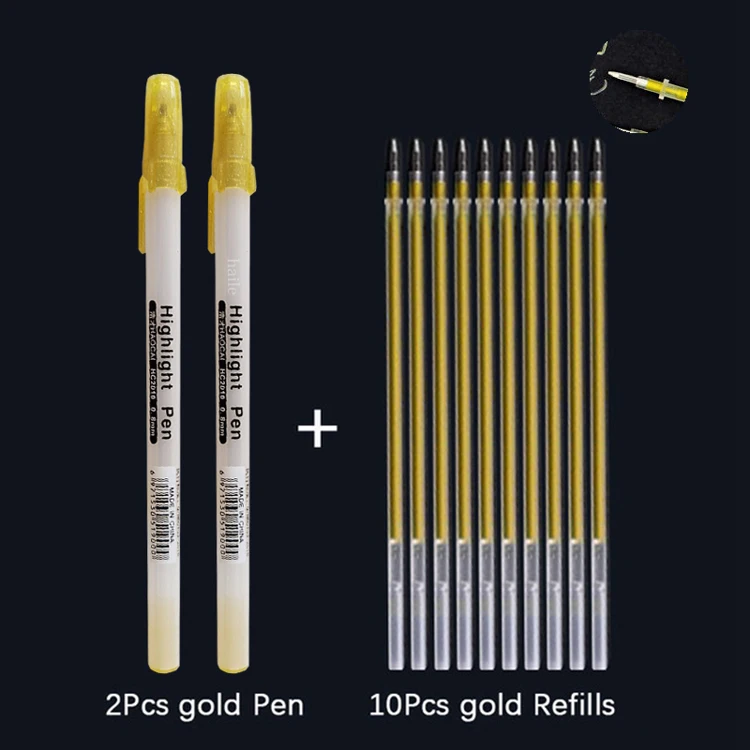 Haile White Gel Pen Set Highlight Farbe weiß Marker Stift 0,8mm feine Spitze Nachfüll stange für Studenten Zeichnung Kunst Schreib zubehör – Detail 14