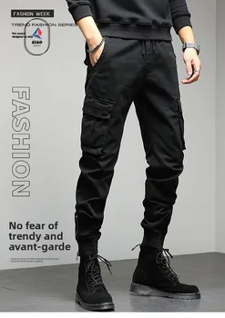 EiAO Pantaloni da lavoro estivi da uomo per esterni, pantaloni casual multitasche elastici in puro cotone, pantaloni lunghi alla moda e versatili 1