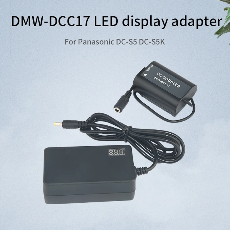

DMW-DCC17 DC Coupler DMW-BLK22 Dummy Battery + LED Display Adapter for Panasonic Lumix DC-S5 DC-S5K S5 S5K