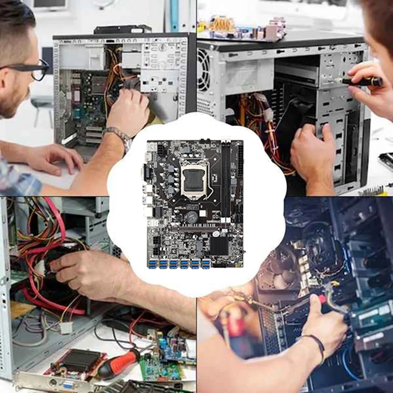 B75 ETH Miner Motherboard 12 PCIE to USB3.0+G1610 CPU+Cooling Fan+Switch Cable+SATA Cable MSATA DDR3 LGA1155 Motherboard motherboard pc