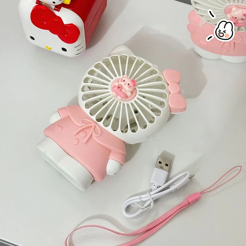 

Sanrio Kawaii Anime Hello Kitty Summertime Fan Cute Sweet Cartoon Portable Charging Model Small Fan Lovely Gifts for Girls