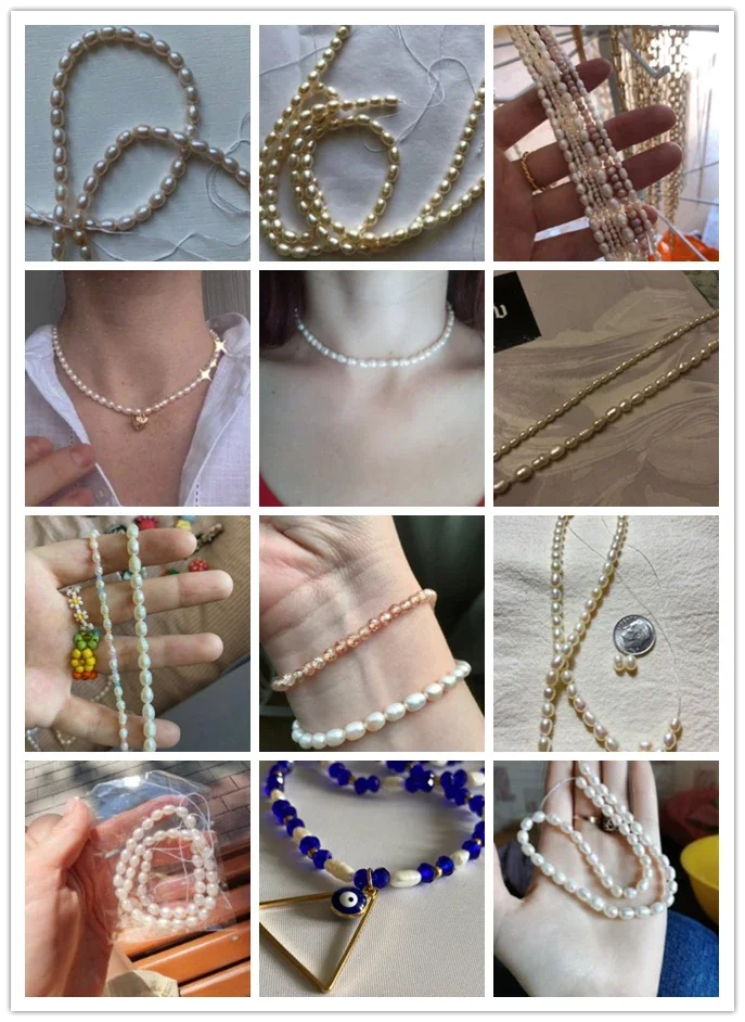 Pearls For Jewelry Natural Pearl Beads Loose Beads Loose Pearl Beads Pearl Beads Beads For Jewelry Making Natural Freshwater Pearl Beads Rice Shape Punch for DIY Necklace Bracelet Jewelry Making